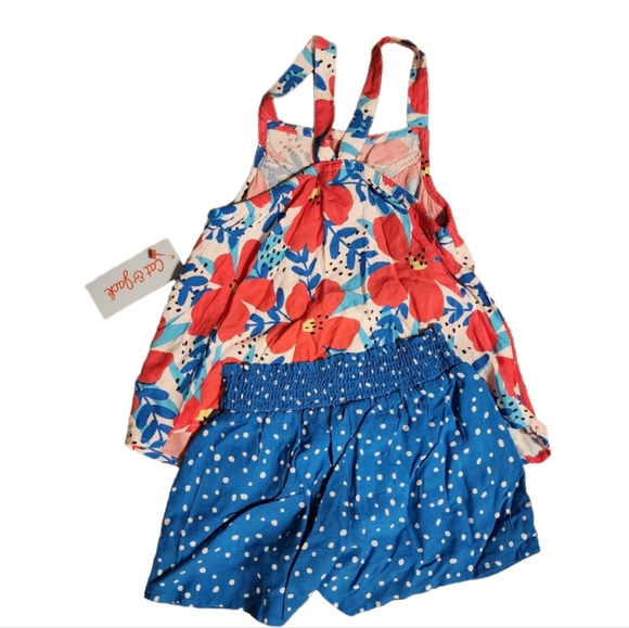 NWT Cat & Jack Girls Floral Pink/Blue Short Set Outfit Sleeveless  Size 3T & 4T - Picture 2 of 4